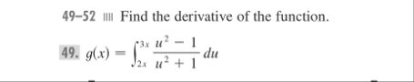 4 9 - 5 2 III Find the derivative of the