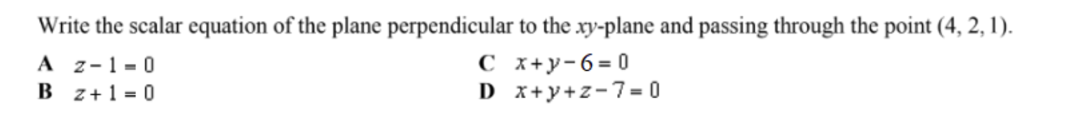 Write the scalar equation o f the plane