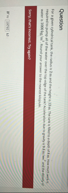 Question For a given cylindrical tank, the radius