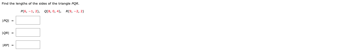 Find the lengths o f the sides o f the triangle P