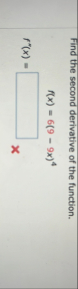 Find the second derivative of the function. f ( x