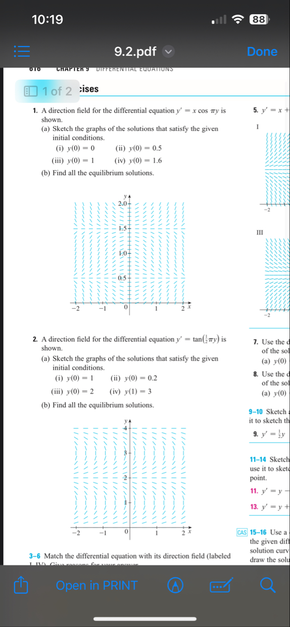 Help please with number 1 1 A direction field for