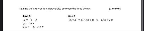 Find the intersection ( if possible ) between the