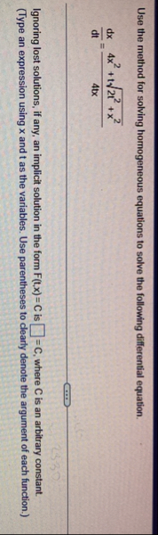 Use the method for solving homogeneous equations