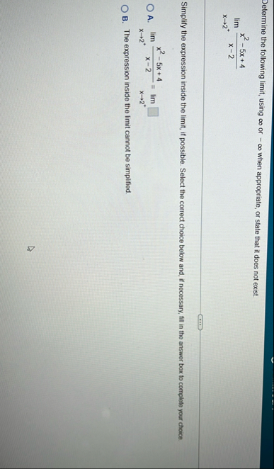 Determine the following limit , using or - when