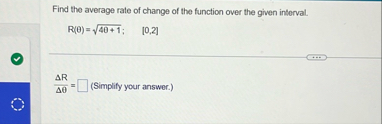 Find the average rate of change of the function