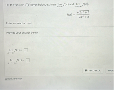 For the function f ( x ) given below, evaluate