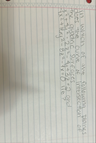 in which of the following planes does the curve