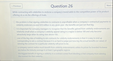 Question 2 6 While contracting with celebrities
