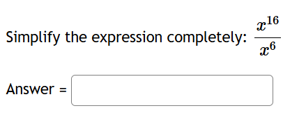 Simplify the expression completely: x 1 6 x 6