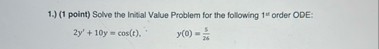 1 . ) ( 1 point ) Solve the Initial Value Problem