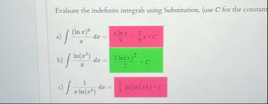 Evaluate the indefinite integrals using