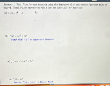 Example 1 . Find f ' ( x ) for each function