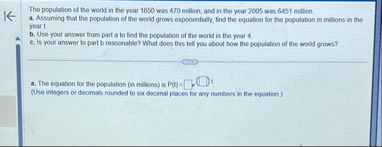 The population of the world in the year 1 6 5 0