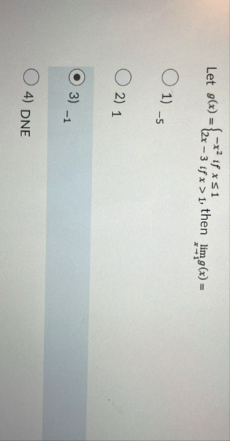 Let g ( x ) = { - x 2 i f x 1 2 x - 3 i f x  style=