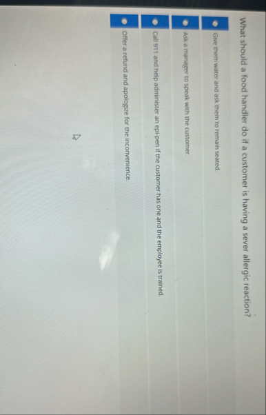 What should a food handler do if a customer is