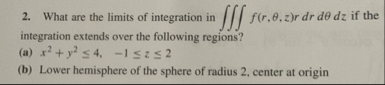 What are the limits of integration in f ( r , , z
