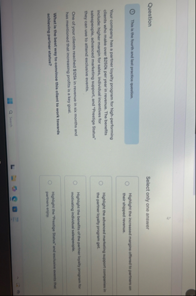 Question This is the fourth and last practice