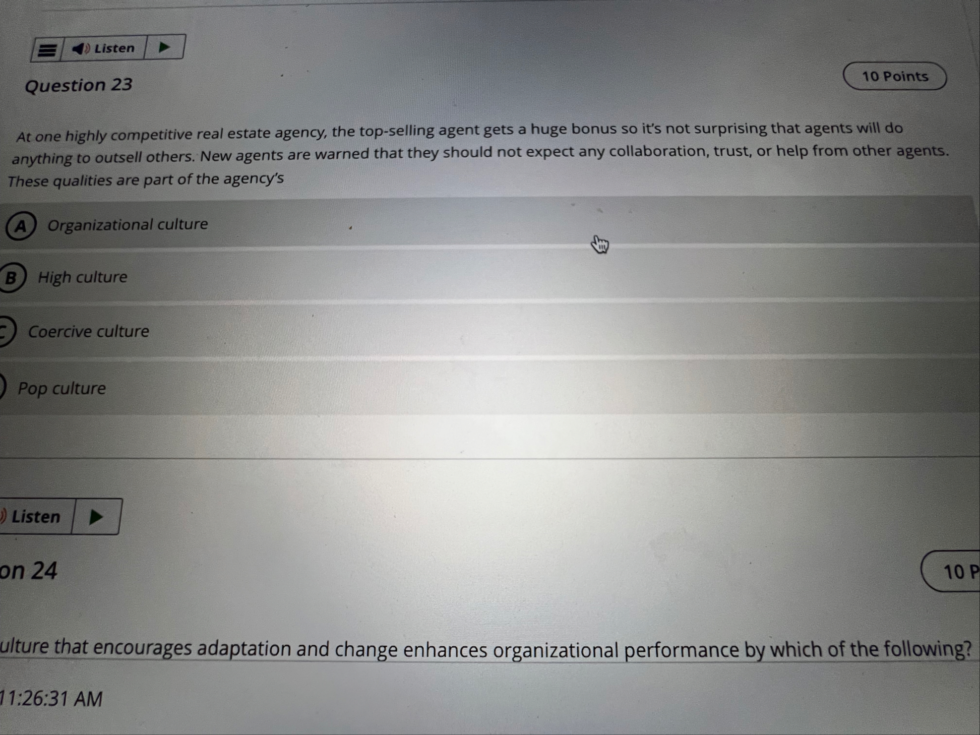Question 2 3 At one highly competitive real