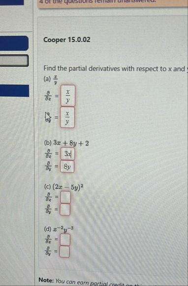 Cooper 1 5 . 0 . 0 2 Find the partial derivatives