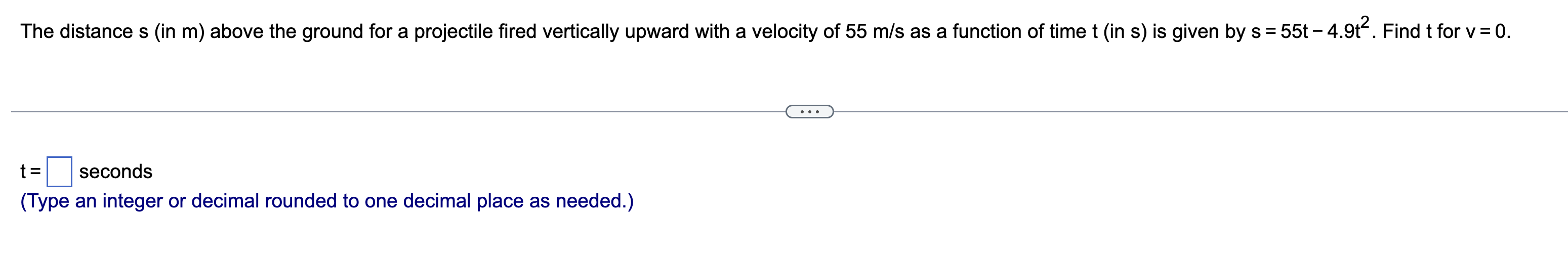 The distance s ( i n m ) above the ground for a