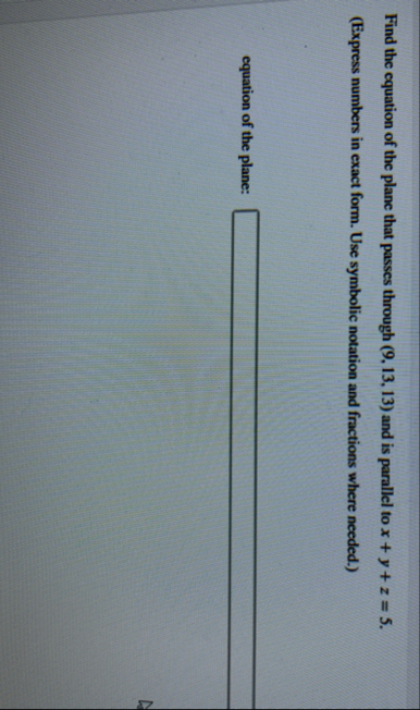 Find the equation of the plane that passes