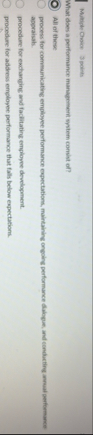 Multiple Choice 3 points What does a performance