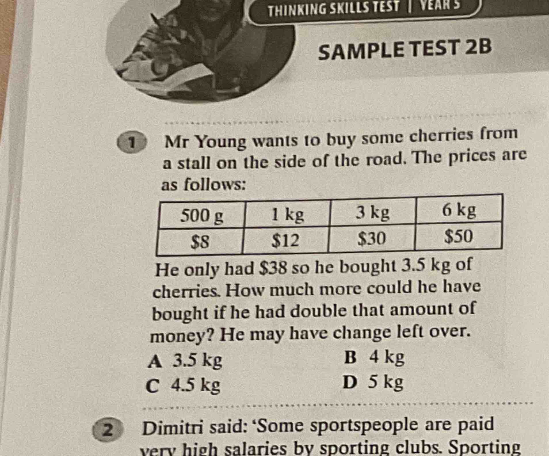 Mr Young wants to buy some cherries from a stall