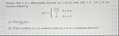 Assume that f is a differentiable function on ( -