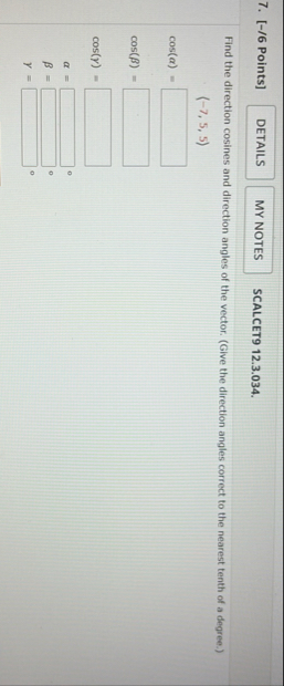 [ - / 6 Points ] SCALCET 9 1 2 . 3 . 0 3 4 . Find