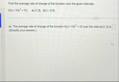 Find the average rate of change of the function