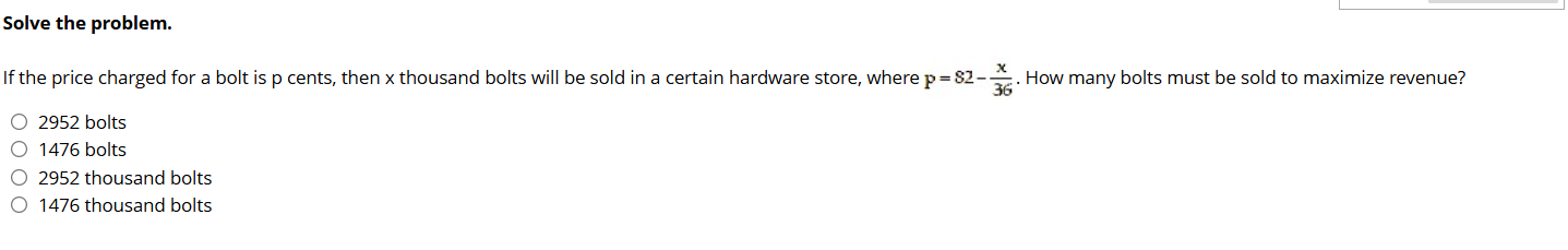 Solve the problem. If the price charged for a