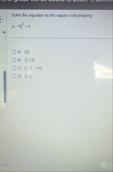 Solve the equation by the square root property. (