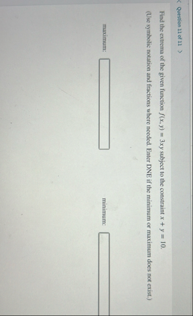 Question 1 1 of 1 1 Find the extrema of the given