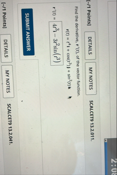 [ - / 1 Points ] SCALCET 9 1 3 . 2 . 0 1 1 . Find