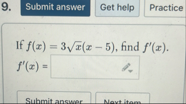 If f ( t ) = 5 t - 3 5 , find f ' ( t ) Submit