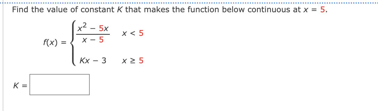 Find the value o f constant K that makes the