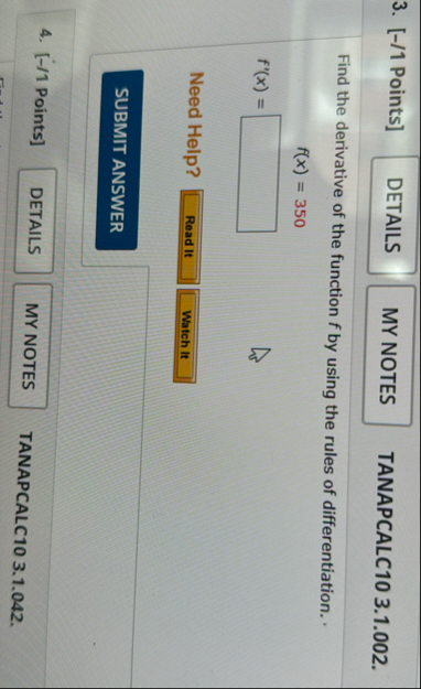 [ - / 1 Points ] TANAPCALC 1 0 3 . 1 . 0 0 2 .