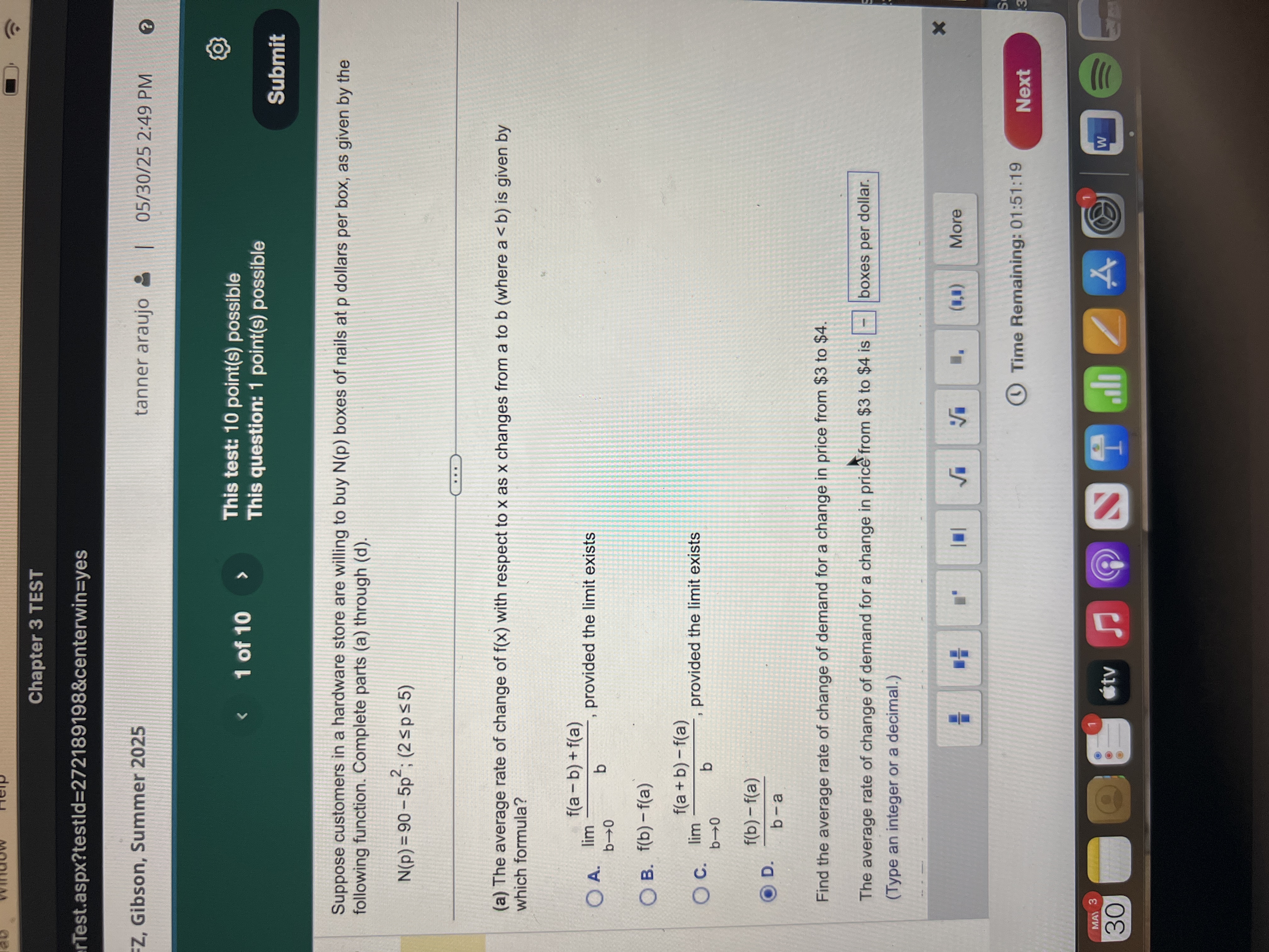 N ( p ) boxes o f nails a t p dollars per box, a