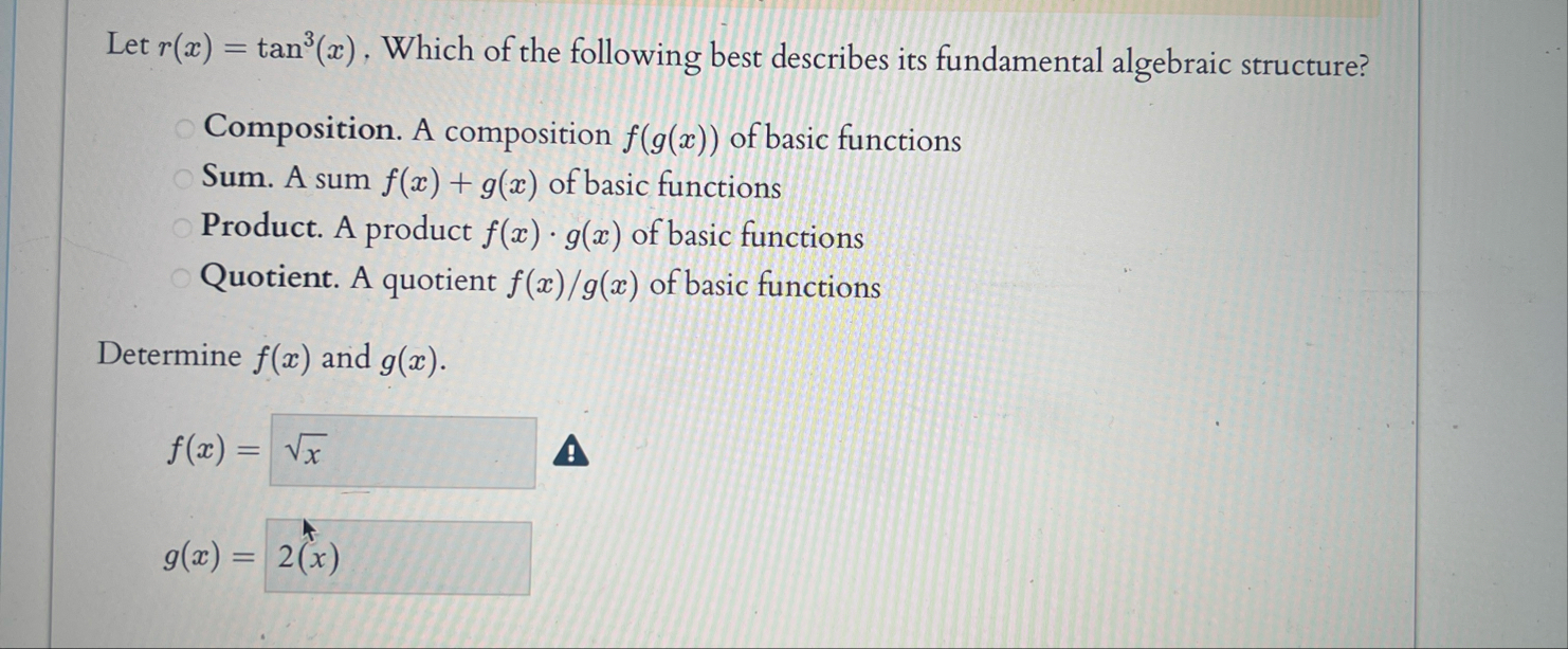 Let r ( x ) = t a n 3 ( x ) . Which of the