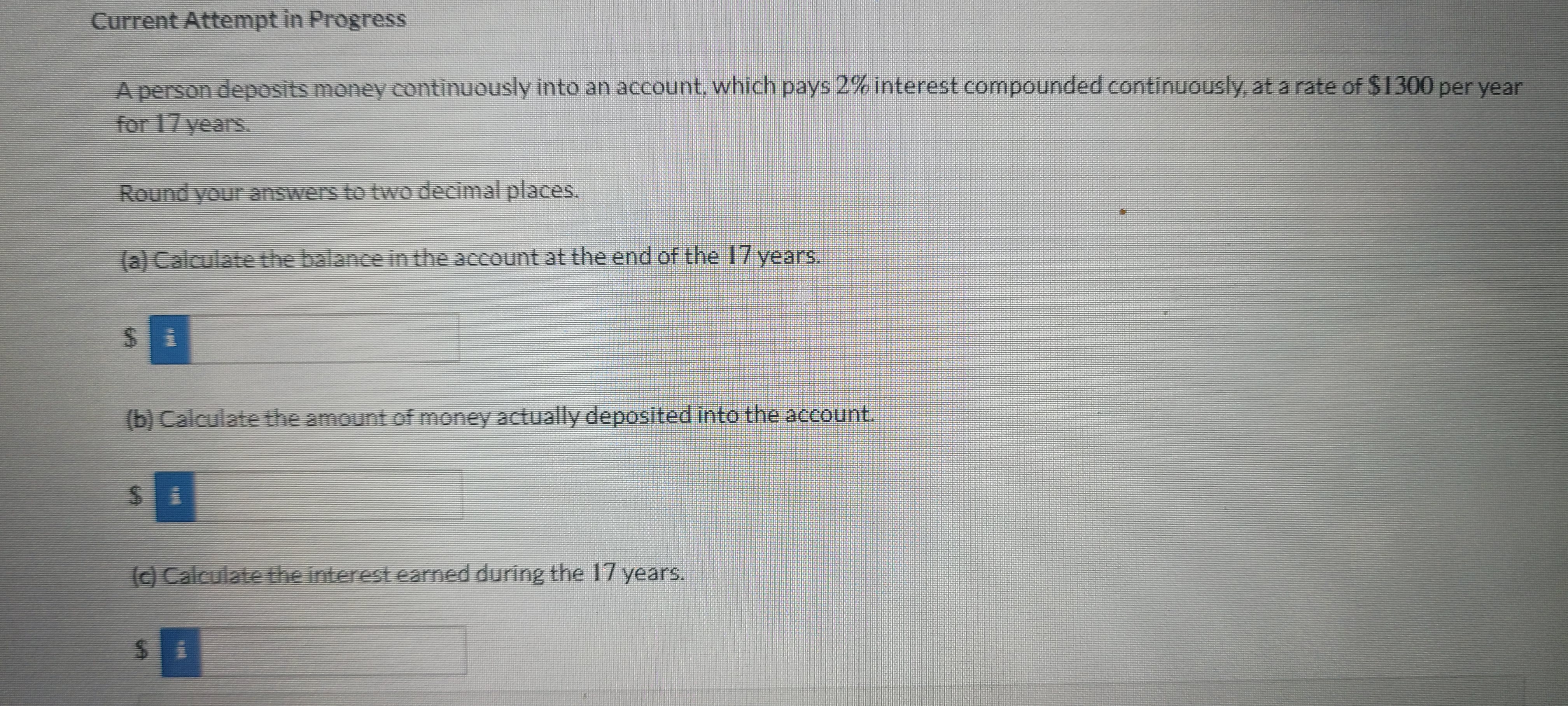 Current Attempt in Progress A person deposits