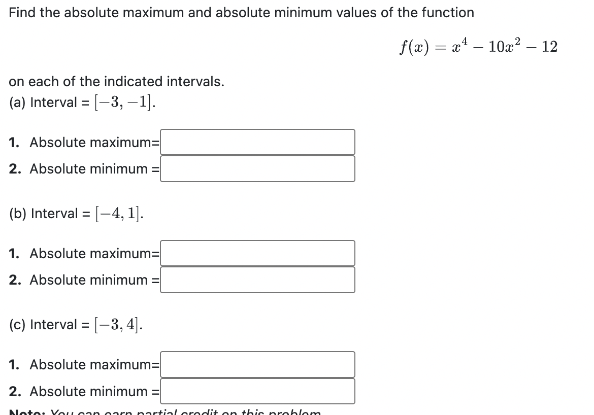Find the a b s o l u t e maximum and a b s o l u