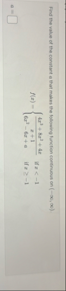 Find the value of the constant a that makes the
