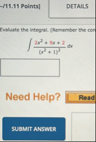 - / 1 1 . 1 1 Points ] DETAILS Evaluate the