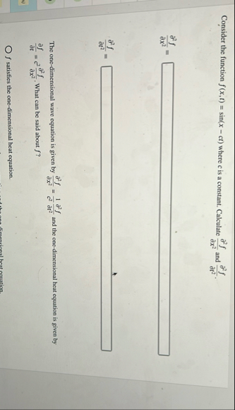 Consider the function f ( x , t ) = s i n ( x - c