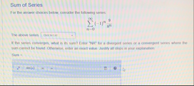 Sum of Series For the answer choices below,
