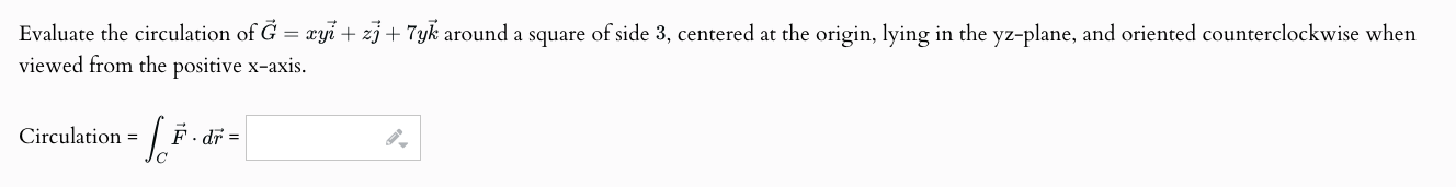 Evaluate the circulation o f vec ( G ) = xyvec (