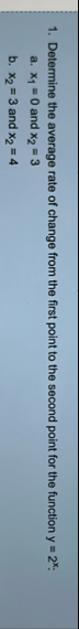 Determine the average rate of change from the