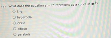 ( a ) What does the equation y = x 2 represent as
