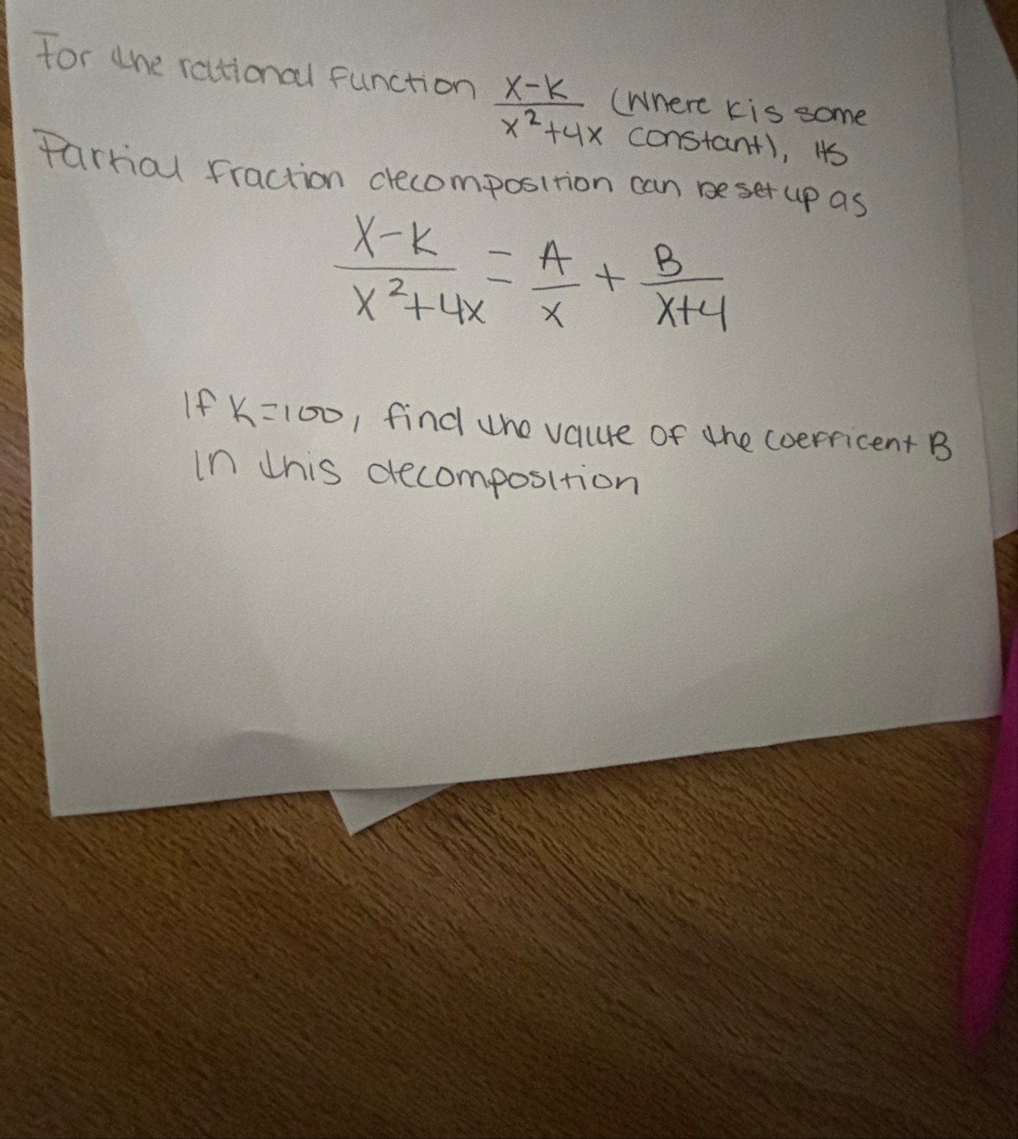 For the rational function x - k x 2 4 x ( where k